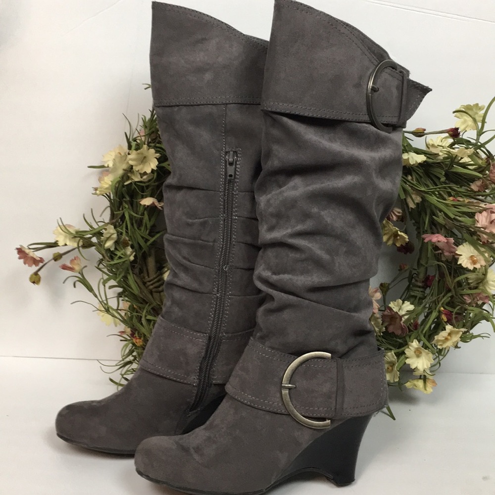 PESARO Suede Fur Lined Wedge Boots